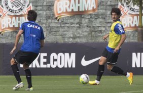 Durante o treino desta manh no CT Joaquim Grava, zona leste de So Paulo. O prximo jogo da equipe ser dia 19/01, contra a Portuguesa, no estdio do Caninde, jogo vlido pela primeira rodada do Campeonato Paulista 2014