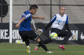 Durante o treino desta manh no CT Joaquim Grava, zona leste de So Paulo. O prximo jogo da equipe ser dia 19/01, contra a Portuguesa, no estdio do Caninde, jogo vlido pela primeira rodada do Campeonato Paulista 2014