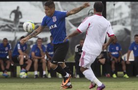 Durante o jogo treino contra o Red Bull esta tarde no CT Joaquim Grava, zona leste de So Paulo. O prximo jogo da equipe ser dia 19/01, contra a Portuguesa, no estdio do Caninde, jogo vlido pela primeira rodada do Campeonato Paulista 2014