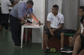 Nos vestirios antes da partida entre Portuguesa x Corinthians, realizada esta tarde no estdio do Caninde, vlida pela 1 rodada do Campeonato Paulista de 2014