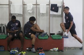 Nos vestirios antes da partida entre Portuguesa x Corinthians, realizada esta tarde no estdio do Caninde, vlida pela 1 rodada do Campeonato Paulista de 2014