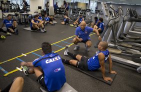 Durante o treino desta tarde no CT Joaquim Grava, zona leste de So Paulo. O prximo jogo da equipe ser amanh, sbado, dia 25/01, contra o So Bernardo, no estdio do Pacaembu, jogo vlido pela terceira rodada do Campeonato Paulista 2014