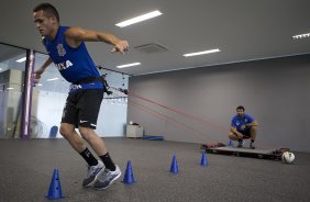 Durante o treino desta tarde no CT Joaquim Grava, zona leste de So Paulo. O prximo jogo da equipe ser amanh, sbado, dia 25/01, contra o So Bernardo, no estdio do Pacaembu, jogo vlido pela terceira rodada do Campeonato Paulista 2014