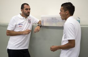 Nos vestiários antes da partida entre Corinthians x São Bernardo, realizada esta noite no estádio do Pacaembu, válida pela 3ª rodada do Campeonato Paulista de 2014