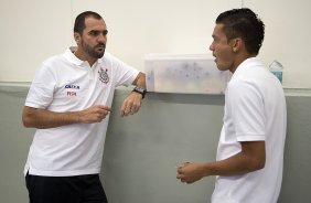 Nos vestirios antes da partida entre Corinthians x So Bernardo, realizada esta noite no estdio do Pacaembu, vlida pela 3 rodada do Campeonato Paulista de 2014