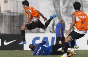 Durante o treino desta tarde no CT Joaquim Grava, zona leste de So Paulo. O prximo jogo da equipe ser domingo, contra a Ponte Preta, no estdio Moiss Lucarelli, em Campinas, jogo vlido pela quinta rodada do Campeonato Paulista 2014