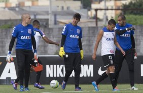 Durante o treino desta tarde no CT Joaquim Grava, zona leste de So Paulo. O prximo jogo da equipe ser domingo, contra a Ponte Preta, no estdio Moiss Lucarelli, em Campinas, jogo vlido pela quinta rodada do Campeonato Paulista 2014