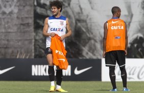Durante o treino desta tarde no CT Joaquim Grava, zona leste de So Paulo. O prximo jogo da equipe ser domingo, contra a Ponte Preta, no estdio Moiss Lucarelli, em Campinas, jogo vlido pela quinta rodada do Campeonato Paulista 2014