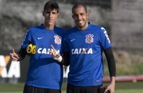 Durante o treino desta tarde no CT Joaquim Grava, zona leste de So Paulo. O prximo jogo da equipe ser domingo, contra a Ponte Preta, no estdio Moiss Lucarelli, em Campinas, jogo vlido pela quinta rodada do Campeonato Paulista 2014