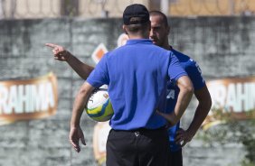 Durante o treino desta manh no CT Joaquim Grava, zona leste de So Paulo. O prximo jogo da equipe ser domingo, contra a Ponte Preta, no estdio Moiss Lucarelli, em Campinas, jogo vlido pela quinta rodada do Campeonato Paulista 2014