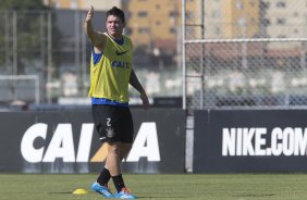 Durante o treino desta manh no CT Joaquim Grava, zona leste de So Paulo. O prximo jogo da equipe ser domingo, contra a Ponte Preta, no estdio Moiss Lucarelli, em Campinas, jogo vlido pela quinta rodada do Campeonato Paulista 2014