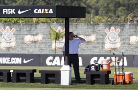 Durante o treino desta manh no CT Joaquim Grava, zona leste de So Paulo. O prximo jogo da equipe ser domingo, contra a Ponte Preta, no estdio Moiss Lucarelli, em Campinas, jogo vlido pela quinta rodada do Campeonato Paulista 2014