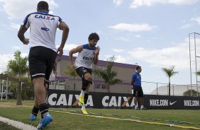 Durante o treino desta tarde no CT Joaquim Grava, zona leste de So Paulo. O prximo jogo da equipe ser amanh, dia 05/02, quarta-feira, contra o Bragantino, no estdio do Pacaembu, jogo vlido pela 6 rodada do Campeonato Paulista 2014
