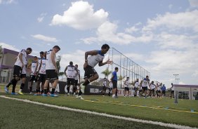Durante o treino desta tarde no CT Joaquim Grava, zona leste de So Paulo. O prximo jogo da equipe ser amanh, dia 05/02, quarta-feira, contra o Bragantino, no estdio do Pacaembu, jogo vlido pela 6 rodada do Campeonato Paulista 2014