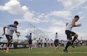 Durante o treino desta tarde no CT Joaquim Grava, zona leste de So Paulo. O prximo jogo da equipe ser amanh, dia 05/02, quarta-feira, contra o Bragantino, no estdio do Pacaembu, jogo vlido pela 6 rodada do Campeonato Paulista 2014