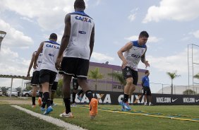 Durante o treino desta tarde no CT Joaquim Grava, zona leste de So Paulo. O prximo jogo da equipe ser amanh, dia 05/02, quarta-feira, contra o Bragantino, no estdio do Pacaembu, jogo vlido pela 6 rodada do Campeonato Paulista 2014