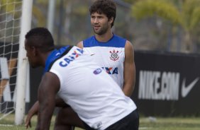 Durante o treino desta tarde no CT Joaquim Grava, zona leste de So Paulo. O prximo jogo da equipe ser amanh, dia 05/02, quarta-feira, contra o Bragantino, no estdio do Pacaembu, jogo vlido pela 6 rodada do Campeonato Paulista 2014