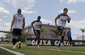 Durante o treino desta tarde no CT Joaquim Grava, zona leste de So Paulo. O prximo jogo da equipe ser amanh, dia 05/02, quarta-feira, contra o Bragantino, no estdio do Pacaembu, jogo vlido pela 6 rodada do Campeonato Paulista 2014