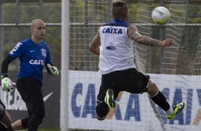 Durante o treino desta tarde no CT Joaquim Grava, zona leste de So Paulo. O prximo jogo da equipe ser amanh, dia 05/02, quarta-feira, contra o Bragantino, no estdio do Pacaembu, jogo vlido pela 6 rodada do Campeonato Paulista 2014