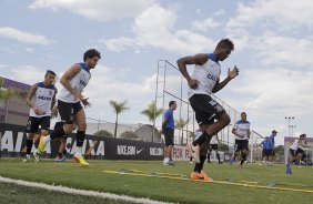 Durante o treino desta tarde no CT Joaquim Grava, zona leste de So Paulo. O prximo jogo da equipe ser amanh, dia 05/02, quarta-feira, contra o Bragantino, no estdio do Pacaembu, jogo vlido pela 6 rodada do Campeonato Paulista 2014