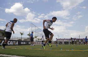 Durante o treino desta tarde no CT Joaquim Grava, zona leste de So Paulo. O prximo jogo da equipe ser amanh, dia 05/02, quarta-feira, contra o Bragantino, no estdio do Pacaembu, jogo vlido pela 6 rodada do Campeonato Paulista 2014
