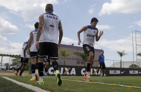 Durante o treino desta tarde no CT Joaquim Grava, zona leste de So Paulo. O prximo jogo da equipe ser amanh, dia 05/02, quarta-feira, contra o Bragantino, no estdio do Pacaembu, jogo vlido pela 6 rodada do Campeonato Paulista 2014