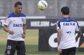 Durante o treino desta manh no CT Joaquim Grava, Parque Ecolgico do Tiete, zona leste da cidade. O prximo jogo da equipe ser amanh, dia 16/02, domingo, contra Palmeiras, no estdio do Pacaembu, vlido pela 8 rodada do Campeonato Paulista 2014