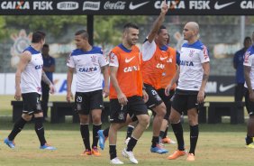 Durante o treino desta manh no CT Joaquim Grava, Parque Ecolgico do Tiete, zona leste da cidade. O prximo jogo da equipe ser amanh, dia 16/02, domingo, contra Palmeiras, no estdio do Pacaembu, vlido pela 8 rodada do Campeonato Paulista 2014