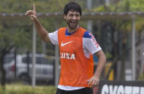 Durante o treino desta manh no CT Joaquim Grava, Parque Ecolgico do Tiete, zona leste da cidade. O prximo jogo da equipe ser amanh, dia 16/02, domingo, contra Palmeiras, no estdio do Pacaembu, vlido pela 8 rodada do Campeonato Paulista 2014