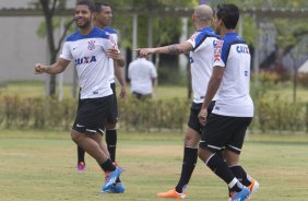 Durante o treino desta manh no CT Joaquim Grava, Parque Ecolgico do Tiete, zona leste da cidade. O prximo jogo da equipe ser amanh, dia 16/02, domingo, contra Palmeiras, no estdio do Pacaembu, vlido pela 8 rodada do Campeonato Paulista 2014
