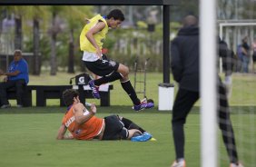 Durante o treino desta tarde no CT Joaquim Grava, Parque Ecolgico do Tiete, zona leste de So Paulo. O prximo jogo da equipe ser domingo, dia 16/03, contra a Penapolense, no estdio Tenente Carrio, vlido pela 14 rodada do Campeonato Paulista 2014