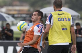 Durante o treino desta tarde no CT Joaquim Grava, Parque Ecolgico do Tiete, zona leste de So Paulo. O prximo jogo da equipe ser domingo, dia 16/03, contra a Penapolense, no estdio Tenente Carrio, vlido pela 14 rodada do Campeonato Paulista 2014