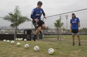 Durante o treino desta manh no CT Joaquim Grava, Parque Ecolgico do Tiete, zona leste de So Paulo. O prximo jogo da equipe ser domingo, dia 16/03, contra a Penapolense, no estdio Tenente Carrio, vlido pela 14 rodada do Campeonato Paulista 2014