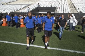 Durante o primeiro treino esta manh na Arena Corinthians, zona leste de So Paulo. O prximo jogo da equipe ser amanh, domingo, dia 16/03, contra a Penapolense, no estdio Tenente Carrio, vlido pela 14 rodada do Campeonato Paulista 2014