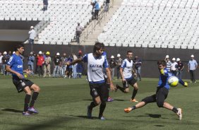 Durante o primeiro treino esta manh na Arena Corinthians, zona leste de So Paulo. O prximo jogo da equipe ser amanh, domingo, dia 16/03, contra a Penapolense, no estdio Tenente Carrio, vlido pela 14 rodada do Campeonato Paulista 2014