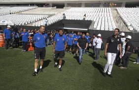 Durante o primeiro treino esta manh na Arena Corinthians, zona leste de So Paulo. O prximo jogo da equipe ser amanh, domingo, dia 16/03, contra a Penapolense, no estdio Tenente Carrio, vlido pela 14 rodada do Campeonato Paulista 2014