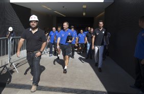 Durante o primeiro treino esta manh na Arena Corinthians, zona leste de So Paulo. O prximo jogo da equipe ser amanh, domingo, dia 16/03, contra a Penapolense, no estdio Tenente Carrio, vlido pela 14 rodada do Campeonato Paulista 2014