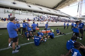 Durante o primeiro treino esta manh na Arena Corinthians, zona leste de So Paulo. O prximo jogo da equipe ser amanh, domingo, dia 16/03, contra a Penapolense, no estdio Tenente Carrio, vlido pela 14 rodada do Campeonato Paulista 2014