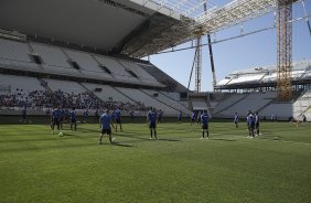 Durante o primeiro treino esta manh na Arena Corinthians, zona leste de So Paulo. O prximo jogo da equipe ser amanh, domingo, dia 16/03, contra a Penapolense, no estdio Tenente Carrio, vlido pela 14 rodada do Campeonato Paulista 2014