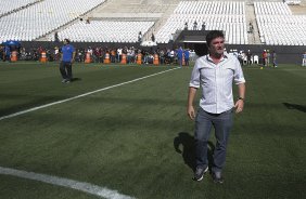 Durante o primeiro treino esta manh na Arena Corinthians, zona leste de So Paulo. O prximo jogo da equipe ser amanh, domingo, dia 16/03, contra a Penapolense, no estdio Tenente Carrio, vlido pela 14 rodada do Campeonato Paulista 2014