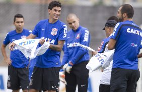 Durante o treino desta manh no CT Joaquim Grava, Parque Ecolgico do Tiete, zona leste de So Paulo. O prximo jogo da equipe ser dia 20/04, contra o Atltico MIneiro, em Uberlandia/MG, vlido pela 1 rodada do Campeonato Brasileiro de 2014