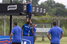 Durante o treino desta manh no CT Joaquim Grava, Parque Ecolgico do Tiete, zona leste de So Paulo. O prximo jogo da equipe ser amanh, domingo, dia 27/04, contra o Flamengo, no Pacaembu, vlido pela 2 rodada do Campeonato Brasileiro de 2014