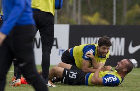 Durante o treino desta manhã no CT Joaquim Grava, Parque Ecológico do Tiete, zona leste de São Paulo. O próximo jogo da equipe será amanhã, domingo, dia 27/04, contra o Flamengo, no Pacaembu, válido pela 2ª rodada do Campeonato Brasileiro de 2014