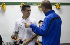Nos vestiários antes da partida entre Chapecoense/SC x Corinthians, realizada esta noite no estádio Arena Indio Conda, em Chapeco/SC, válida pela 3ª rodada do Campeonato Brasileiro de 2014