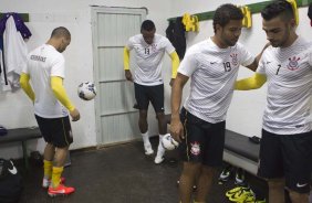 Nos vestiários antes da partida entre Chapecoense/SC x Corinthians, realizada esta noite no estádio Arena Indio Conda, em Chapeco/SC, válida pela 3ª rodada do Campeonato Brasileiro de 2014