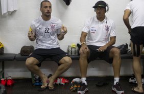 Nos vestiários antes da partida entre Chapecoense/SC x Corinthians, realizada esta noite no estádio Arena Indio Conda, em Chapeco/SC, válida pela 3ª rodada do Campeonato Brasileiro de 2014
