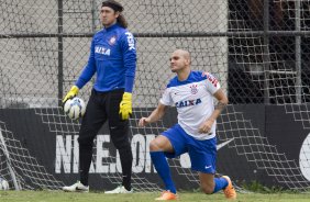 Durante o treino desta manh no CT Joaquim Grava, Parque Ecolgico do Tiete, zona leste de So Paulo. O prximo jogo da equipe ser domingo, dia 11/05, contra o So Paulo, na Arena Barueri, vlido pela 4 rodada do Campeonato Brasileiro de 2014