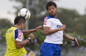 Durante o treino desta manh no CT Joaquim Grava, Parque Ecolgico do Tiete, zona leste de So Paulo. O prximo jogo da equipe ser domingo, dia 11/05, contra o So Paulo, na Arena Barueri, vlido pela 4 rodada do Campeonato Brasileiro de 2014