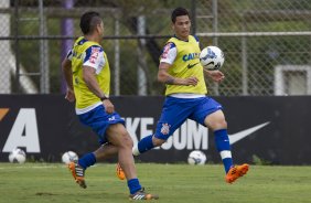 Durante o treino desta manh no CT Joaquim Grava, Parque Ecolgico do Tiete, zona leste de So Paulo. O prximo jogo da equipe ser domingo, dia 11/05, contra o So Paulo, na Arena Barueri, vlido pela 4 rodada do Campeonato Brasileiro de 2014