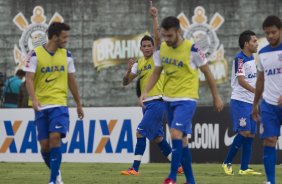 Durante o treino desta manh no CT Joaquim Grava, Parque Ecolgico do Tiete, zona leste de So Paulo. O prximo jogo da equipe ser domingo, dia 11/05, contra o So Paulo, na Arena Barueri, vlido pela 4 rodada do Campeonato Brasileiro de 2014